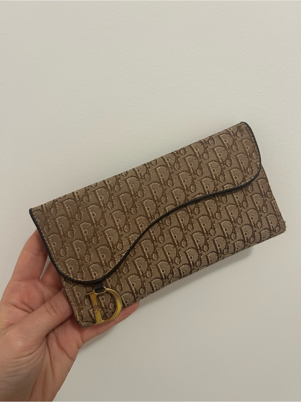 Designer-Inspired Brown Monogram Wallet Clutch